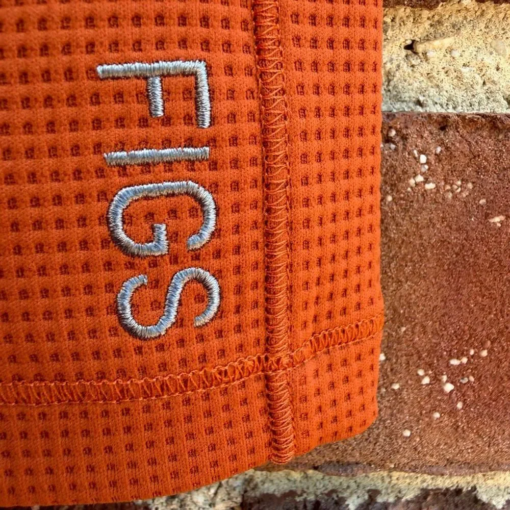 FIGS Waffle Knit Underscrub Crew Neck long sleeve orange Womens XS NWOT